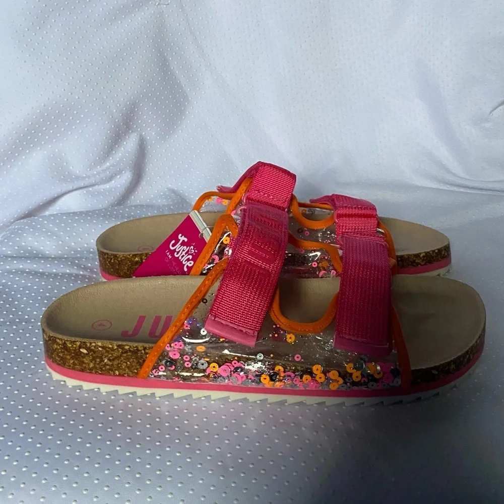Justice Shoes Sandale Girl‎ Size 4 Pink Open Toe Slip On/Off New